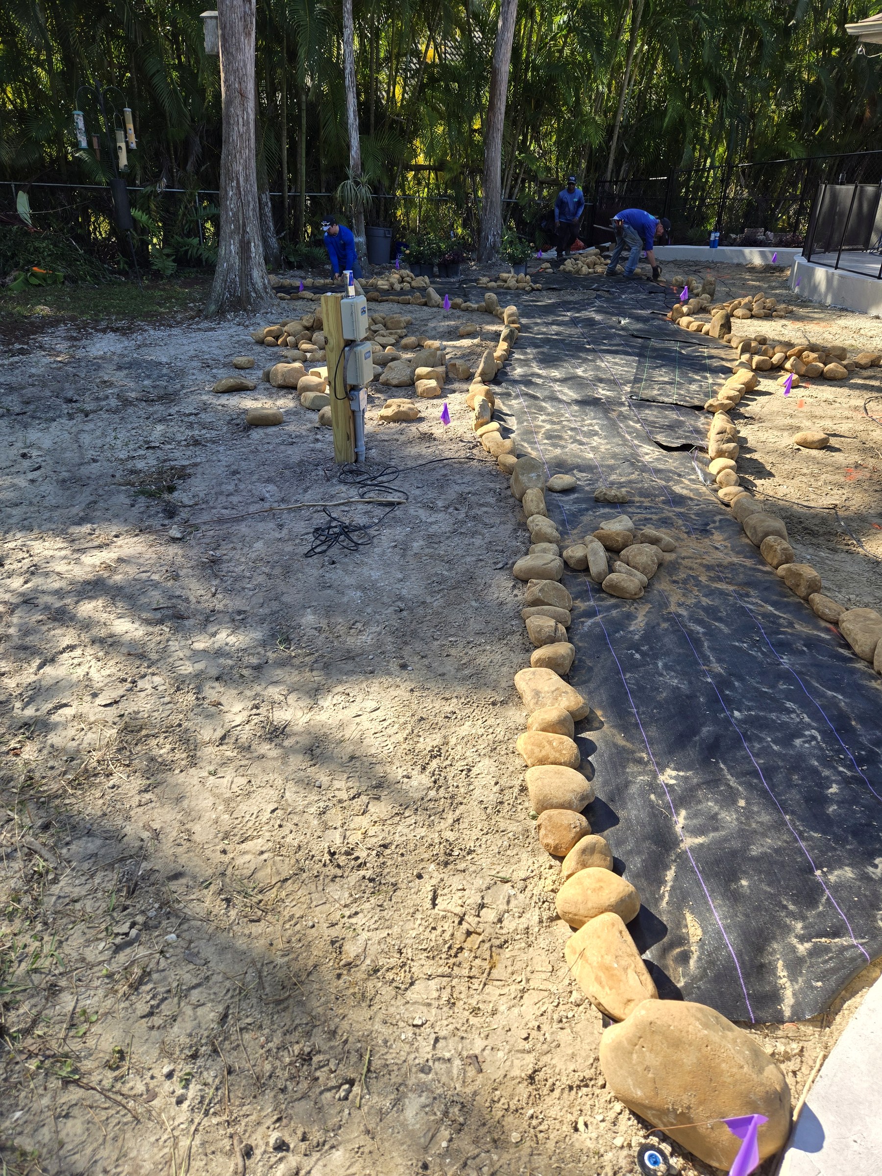 Landscape area during early bed and pathway preparation